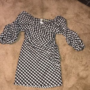 Black and white off the shoulder dress